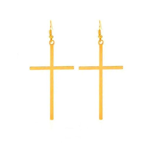 Boucles D'oreilles Gothiques Vintage En Argent Et Noir, Accessoires De Bijoux Avec Grande Croix