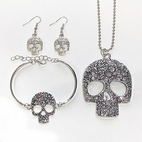 Ensemble De Boucles D'oreilles Et Colliers Faits À La Main, 4 Pièces, Style Gothique, Magnifiques Bijoux Fins Avec Crâne