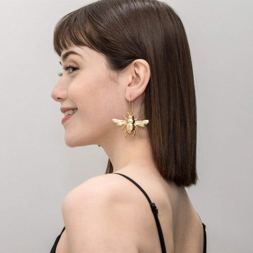 Boucles D'oreilles Équation De Miel Doré, Bijoux Sans Dégrad, Document Argenté