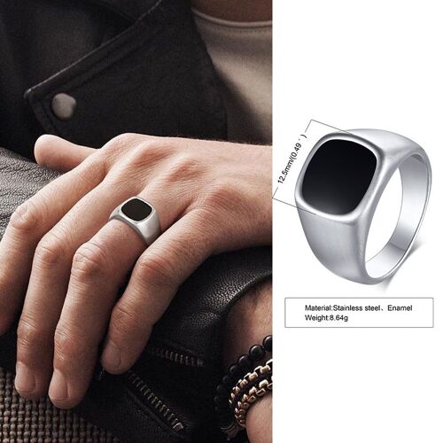 Oral Alières Noires Pour Hommes, Accessoires De Bandes De Doigt Pinkie Carrées, Bijoux