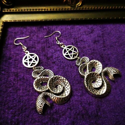 Boucles D'oreilles Gothiques Chirurgie Tionnées, Pendentif Pentagramme, Boucles D'oreilles Pentagramme Mystique Pprédéterminée, Boucles D'oreilles Pendantes Salle En Argent