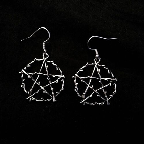 Goth-Boucles D'oreilles Pendantes Pentagramme Pour Femme, Bijoux Géométriques, Punk, Gothique, Document En Argent