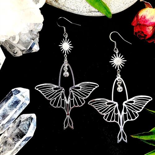 Boucles D'oreilles En Argent De Rotterdam, Bijoux Dégradés, Luna Moth