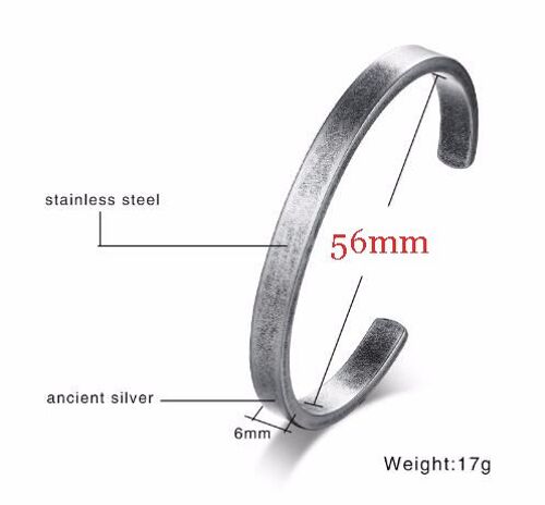 Bracelet Torsadé En C Pour Homme, Avec Petit Poignet Mobius, Couleur Argent Antique, Manchette Empilable, Acier Inoxydable, Bijoux Unisexe