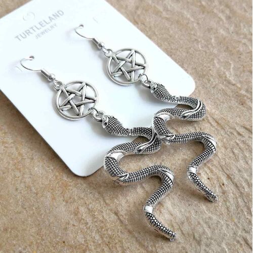 Boucles D'oreilles Pendantes Gothiques Pour Salle, Pendentif Pentagramme, Boucles D'oreilles Pentagramme Mystique Pprédéterminée, Argent