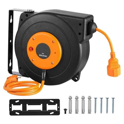 Câble d'extension Rétractable - DUOKU - ZX-ZD200 - 19 m - 1000W - Montage mural/plafond