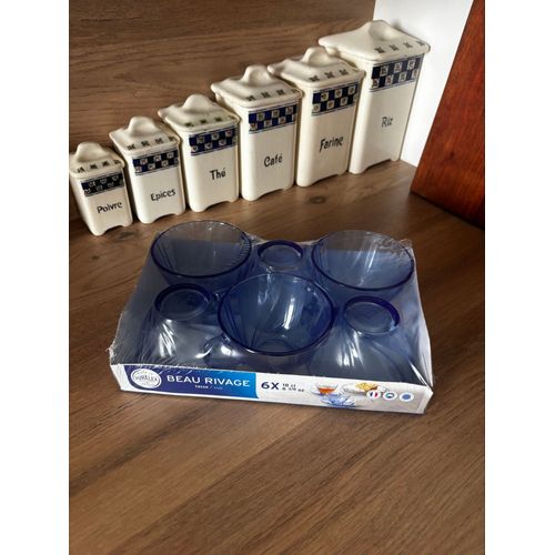 Lot De 6 Tasses Duralex Beau Rivage Bleues Neuves