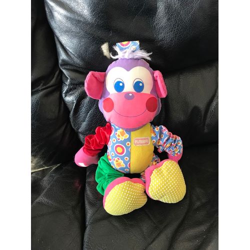 Peluche doudou grelot singe multicolore PLAYSKOOL 1991 vintage 