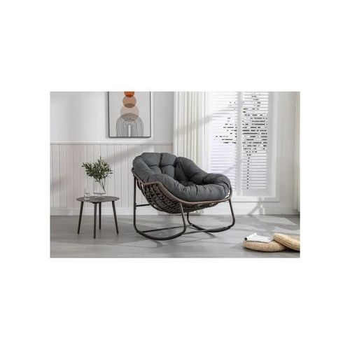 Fauteuil À Bascule D'extérieur, Fauteuil De Loisirs Contemporain Adapté Aux Balcons, Vérandas, Jardins, Terrasses, Gris Foncé