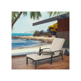 Chaise Longue De Jardin Avec Coussin En Coton, Chaise Longue De Piscine En Aluminium Antirouille,Coussin Beige Imperméable (1 Pièce)