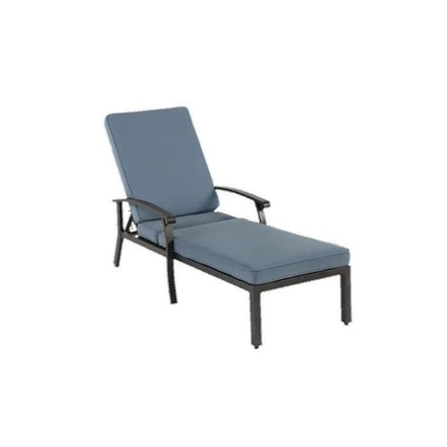 Chaise Longue De Jardin Avec Coussin En Coton, Chaise Longue De Piscine Réglable En Aluminium Antirouille, Bleue (1 Pièce)