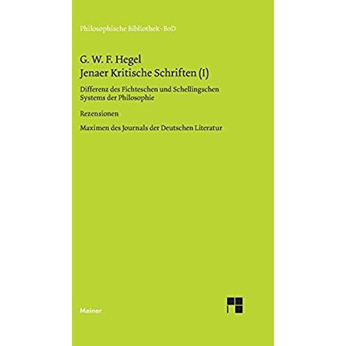 Jenaer Kritische Schriften / Jenaer Kritische Schriften (I)