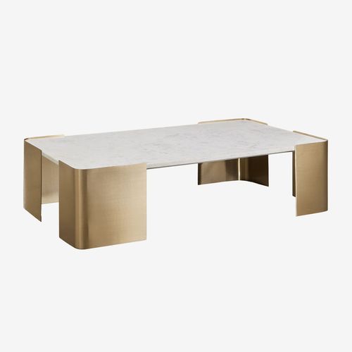 Table Basse Rectangulaire 110x70 Cm En Marbre Et Acier Inoxydable Bemerit
