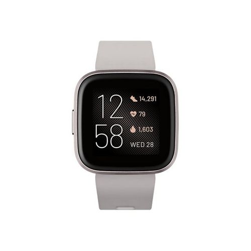 Fitbit Versa 2 - Gris brume - Montre connectée avec bracelet - silicone - pierre - Bluetooth - 40 g