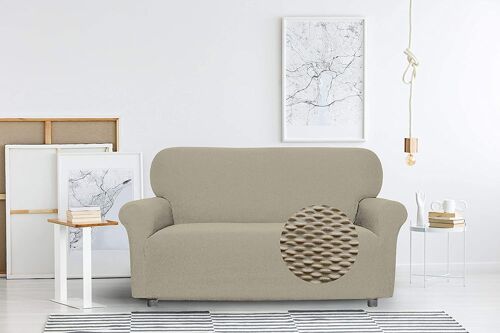 Housse de canapé élastique : Gris tourterelle / 2 places
