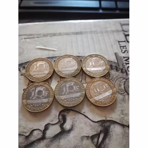 10 Francs Génie (Lot De 6 Monnaies 1988-89-90-91-92-2000)