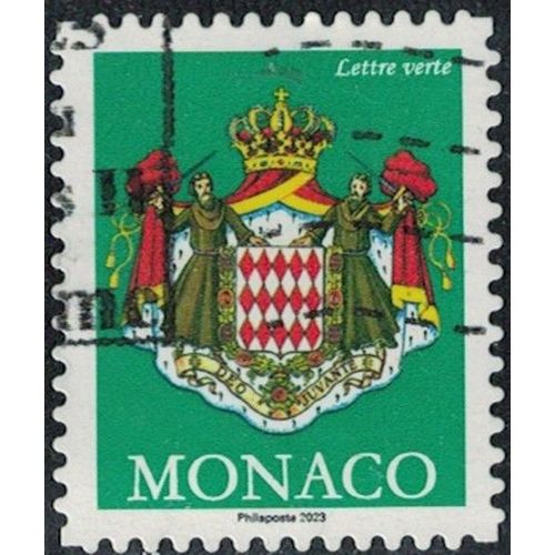 Monaco 2023 Oblitéré Used Coat Of Arms Blason Armoiries Lettre Verte Y&T Mc 3364 Su