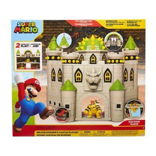 Coffret Deluxe Grand Chateau De Bowser 2 Niveaux Avec Sons + Figurine Bowser - Set Super Mario 19 Pièces + 1 Carte Offerte
