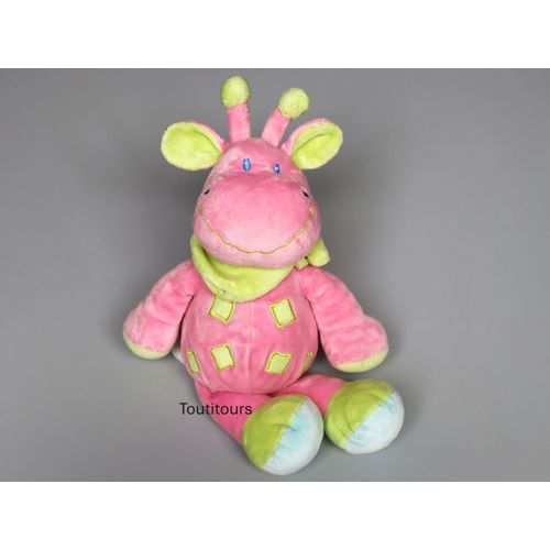Doudou girafe rose vert Kiabi