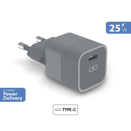 Chargeur maison 25W Power Delivery Garanti à vie Gris - 100% Plastique recyclé Force Power