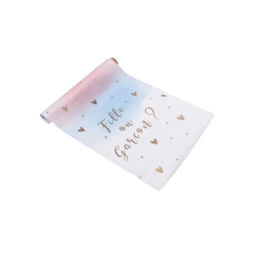 Chemin De Table En Tissu Fille Ou Garcon Rose Bleu Et Or 28 Cm X 5 M