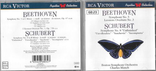 Ludwig Van Beethoven Symphonie N°5 En Ut Mineur Op 67 Le Destin Ouverture Leonore N°3 Op 72b Franz Schubert Symphonie N°8 En Si Mineur Inachevée D 759 Par Boston Symphony Orchestra Dir Charles Munch