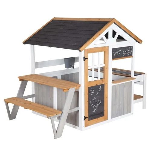 Maison De Jeux Extérieure Multifonction En Bois Massif - Roba - Cuisine Bbq Table Et Banc ¿ Dès 18 Mois