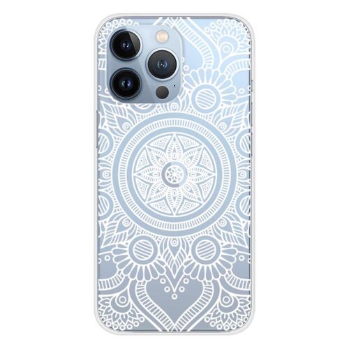 Coque En Silicone - Compatible Apple Iphone 13 Pro - Design Mandala Blanc