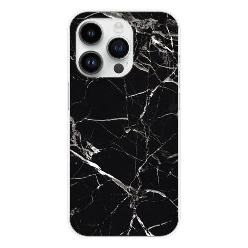 Coque En Silicone - Compatible Apple Iphone 15 Pro - Design Marbre Noir