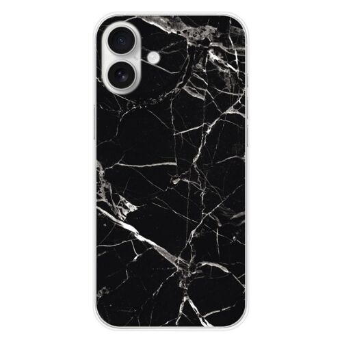 Coque En Silicone - Compatible Apple Iphone 16 Plus - Design Marbre Noir