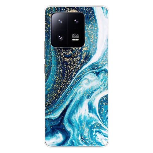 Coque En Silicone - Compatible Xiaomi 13 Pro - Design Marbre Bleu Paillete
