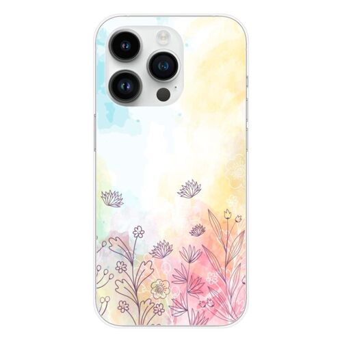 Coque En Silicone - Compatible Apple Iphone 15 Pro - Design Watercolor Flowers