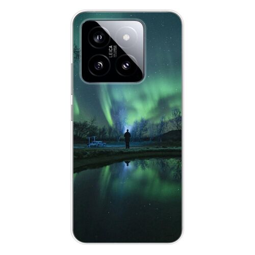 Coque En Silicone - Compatible Xiaomi 14 - Design Aurores Boreales