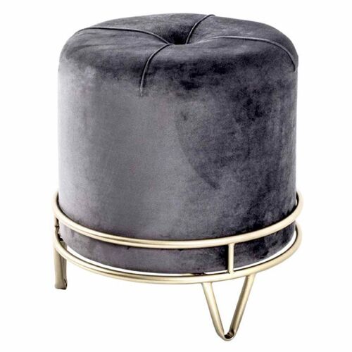 Pouf Rond Design "Love Is All" 40cm Gris