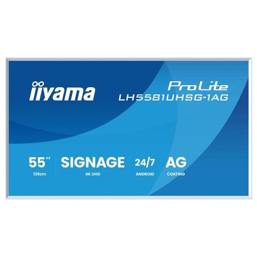 iiyama ProLite LH5581UHSG-1AG - 55" écran LCD rétro-éclairé par LED - signalisation numérique - avec lecteur multimédia SoC intégré - 4K UHD (2160p) 3840...