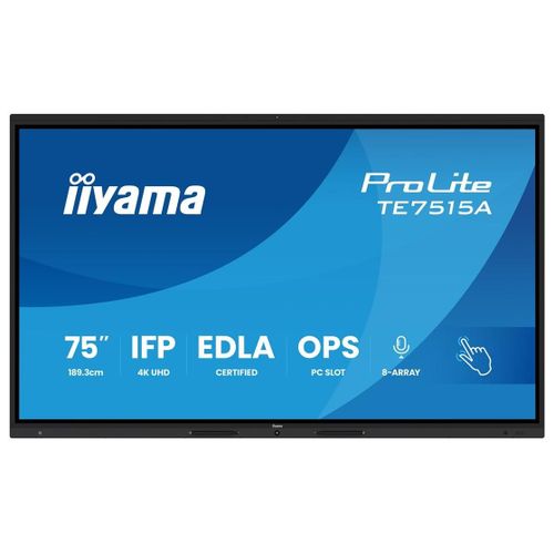 iiyama ProLite TE7515A-B1AG - 75" écran LCD rétro-éclairé par LED - signalétique numérique interactive - avec écran tactile (multi-touch) / ensemble de 8...