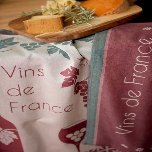 Torchon Imprimé En Coton Bordeaux 50x75