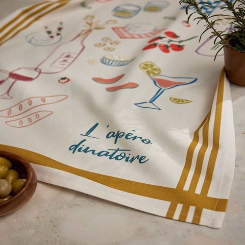 Torchon Imprimé En Coton Multicolore 50x75cm