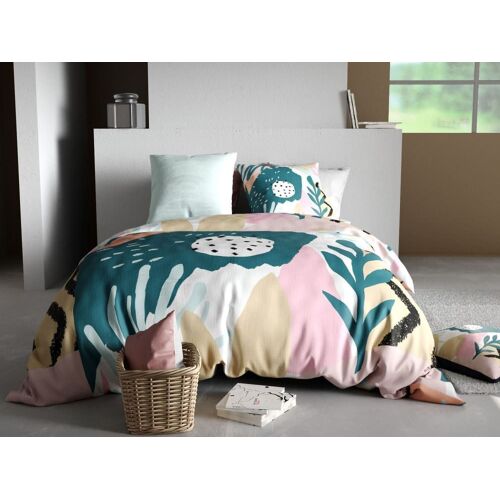 Parure Housse De Couette En Coton Imprimée + 2 Taies 260x240 Cm