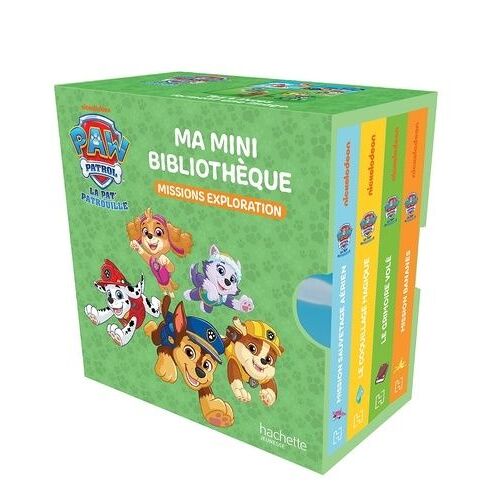 Paw Patrol La Pat' Patrouille - Ma Mini Bibliothèque Mission Exploration - Coffret En 4 Volumes - Mission Sauvetage Aérien - Le Coquillage Magique - Le Grimoire Volé - Mission Bananes