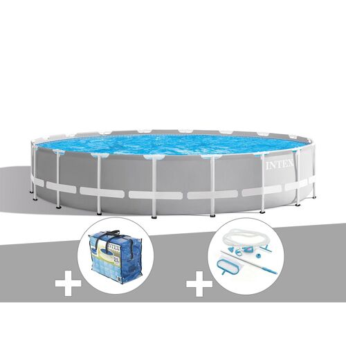 Kit piscine tubulaire Intex Prism Frame ronde 5,49 x 1,22 m + Bâche à bulles + Kit d'entretien