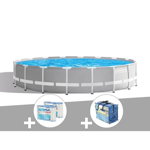 Kit piscine tubulaire Intex Prism Frame ronde 5,49 x 1,22 m + Bâche à bulles + 6 cartouches de filtration