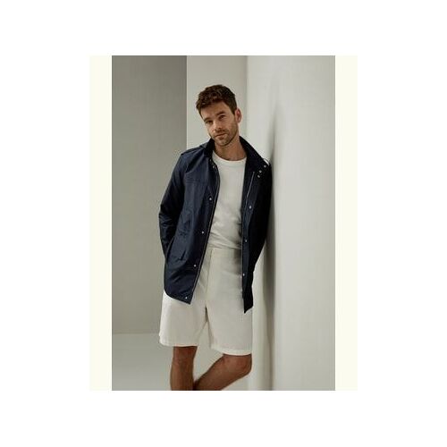 Lilysilk Veste Moderne Imperméable Pour Homme Coupe Mi-Longue Soie De Haute Qualité Naturellement Antibactériens Bleu Marine Xxl