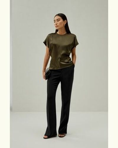 Lilysilk Haut En Soie Femme À Manches Chauve-Souris Courtes Soie 100 % Luxueuse Sophistiqué Et Élégant Pin Xs