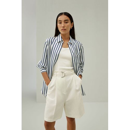 Lilysilk Short En Soie Naturelle Taille Mi-Haute Avec Ceinture Réglable Soie De Mûrier, Lin Facile À Assortir Blanc Naturel 36