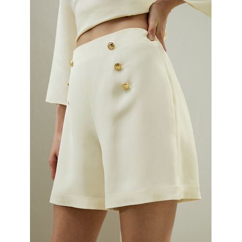 Lilysilk Short Soie Blanc Fermeture Éclair Latérale Cachée 100% Soie Pure Un Toucher Incroyablement Doux Et Confortable 38