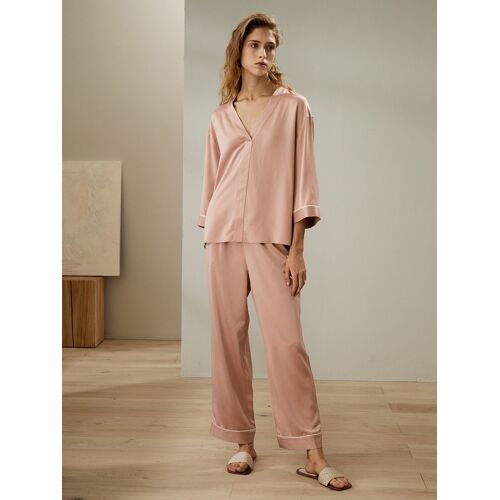 Lilysilk Ensemble Pyjama Soie Rose Lavable En Machine Coupe Ample 100% Soie De Mûrier Bon Rapport Qualité-Prix, Respectueux De La Peau Xl
