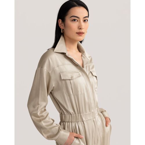 Lilysilk Combinaison Soie Femme Style Workwear Combinaison Militaire Safari Résistant Aux Rides Pantalon Rose Abricot Xxl