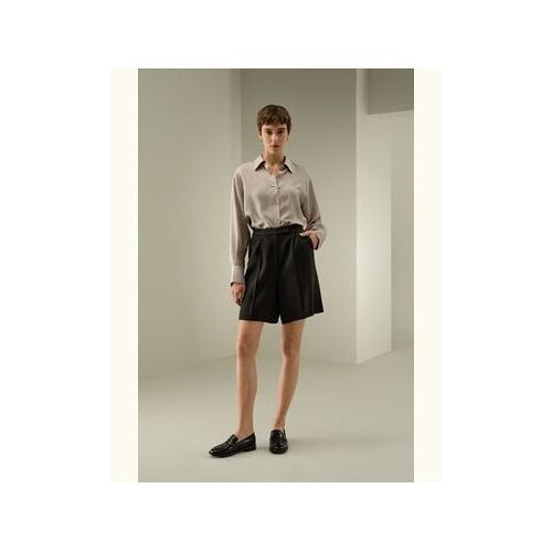 Lilysilk Short En Laine Pour Femme Short Bermuda 30 % Soie, 70 % Laine Mettent En Valeur Votre Taille Parfait Pour Le Travail Et Les Vacances Noir 42