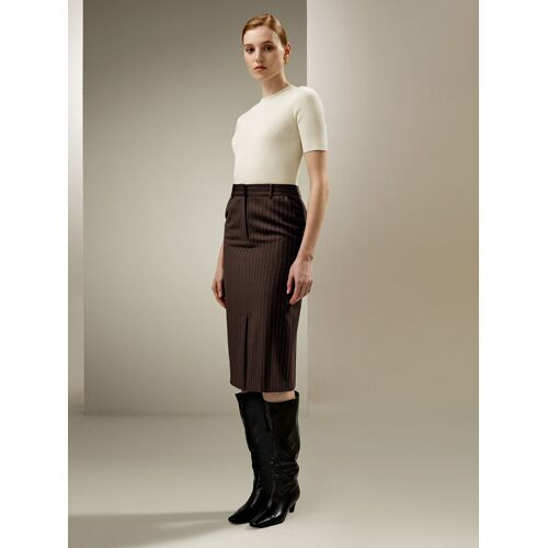 Lilysilk Jupe Café Foncé Jupe Crayon Taille Haute Mélange Laine-Soie Convient À Toutes Les Saisons 34